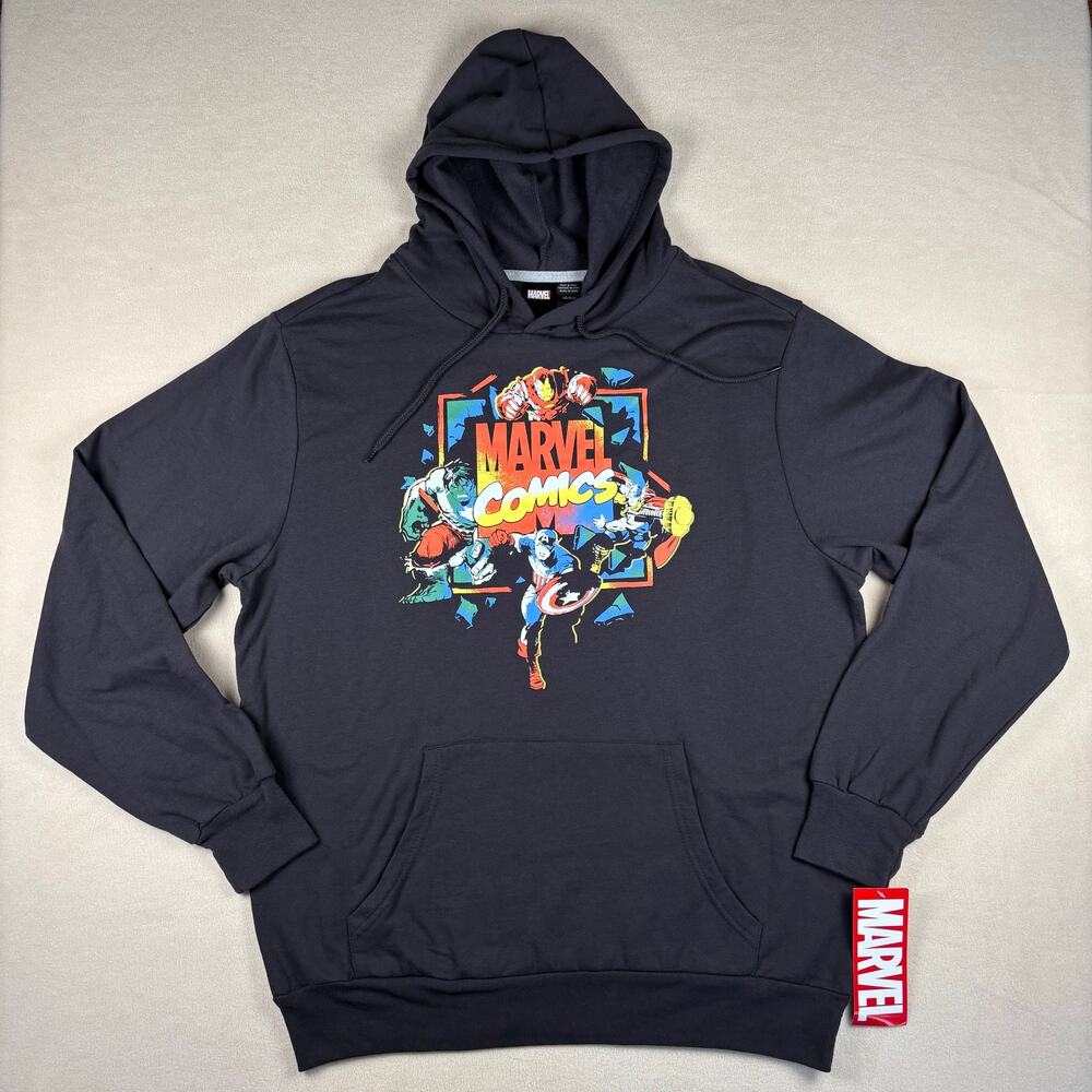 NWT Men's Marvel Comics Avengers Graphic Hoodie‎ Black Size Large